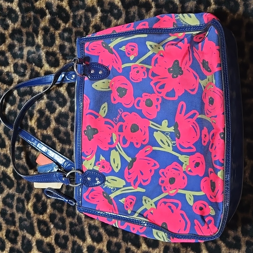 Coach Navy Poppy Purse - Picture 2 of 3